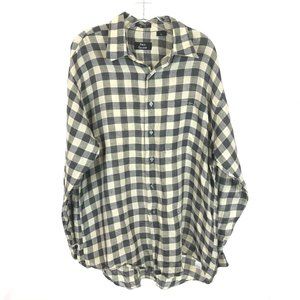 Mens Size Large Paul Elliot Pure Linen Check Pattern Slub Knit Shirt